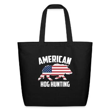 American Hog Hunting Pig Wild Boars Boar Hog Hunte - Eco-Friendly Cotton Tote - black - Front