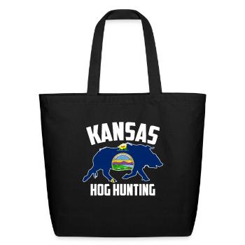 Kansas Hog Hunting Pig Wild Boars Boar Hog Hunter - Eco-Friendly Cotton Tote - black - Front