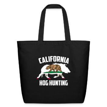 California Hog Hunting Pig Wild Boars Boar Hog Hun - Eco-Friendly Cotton Tote - black - Front