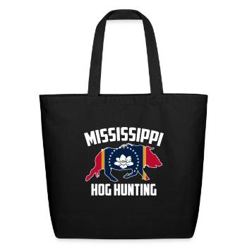 Mississippi Hog Hunting Pig Wild Boars Boar Hog Hu - Eco-Friendly Cotton Tote - black - Front