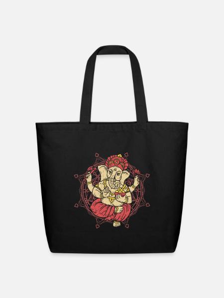 Elephant Om Yoga Ganesha Indian God Ganesh Chaturt - Eco-Friendly Cotton Tote - black