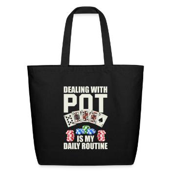 Funny Casino Dealer Poker - Eco-Friendly Cotton Tote - black - Front