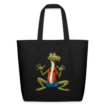 Lizard Yogi - Eco-Friendly Cotton Tote - black - Front