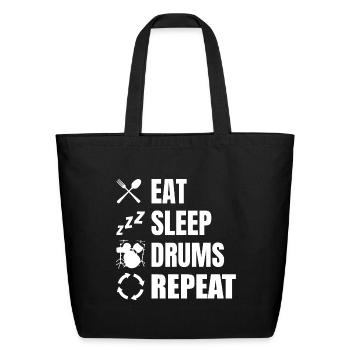 Eat Sleep Drums Repeat - Eco-Friendly Cotton Tote - black - Front