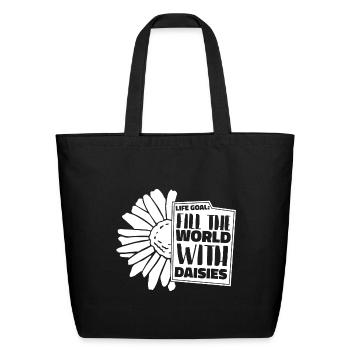 Daisy Garden Gardening Gardener - Eco-Friendly Cotton Tote - black - Front