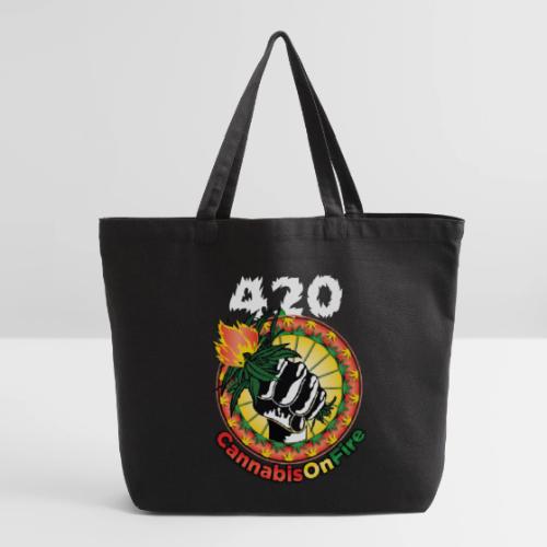 Whimsical 420 OnFire Time Weed Marijuana Design - Eco-Friendly Cotton Tote