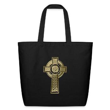 Celtic cross - Eco-Friendly Cotton Tote - black - Back