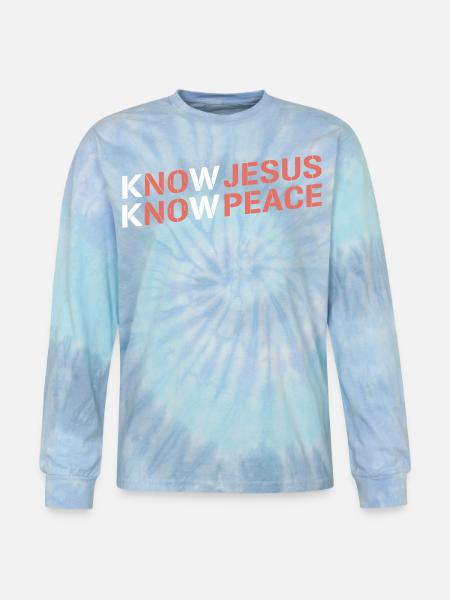 Know Jesus, Know Peace - Tie Dye Long Sleeve T-shirt - blue lagoon