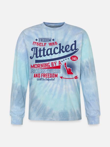 Freedom Morning Attacked Graphic - Tie Dye Long Sleeve T-shirt - blue lagoon
