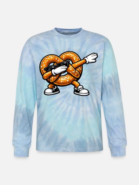 Dabbing Pretzel - Tie Dye Long Sleeve T-shirt - blue lagoon