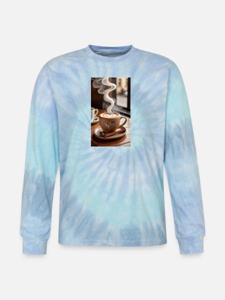 Heart Latte Steam Art - Tie Dye Long Sleeve T-shirt - blue lagoon