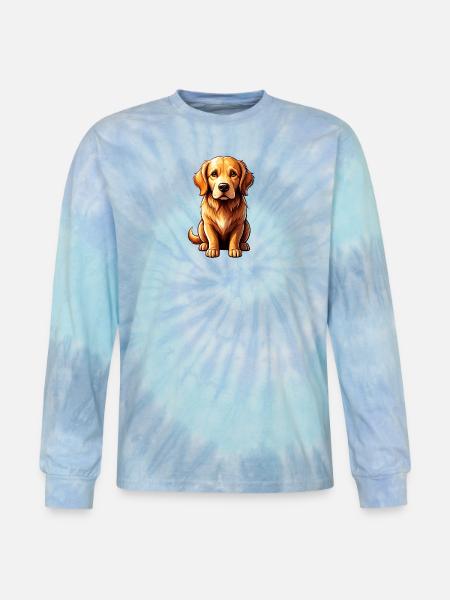 Golden Retriever Pop Art Charm - Tie Dye Long Sleeve T-shirt - blue lagoon