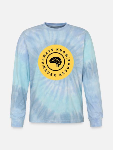 Always Know Never Assume Badge - Tie Dye Long Sleeve T-shirt - blue lagoon