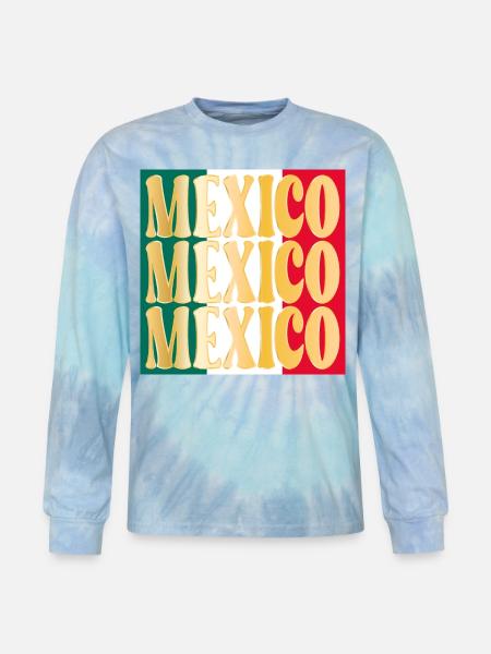 México Mexican Mexico - Tie Dye Long Sleeve T-shirt - blue lagoon