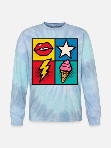 Kiss & Cone Pop - Tie Dye Long Sleeve T-shirt - blue lagoon
