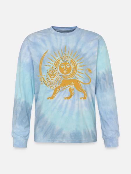 Solar Crowned Lion Emblem - Tie Dye Long Sleeve T-shirt - blue lagoon