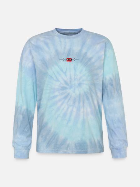 Amsterdam Flag Heartbeat - Tie Dye Long Sleeve T-shirt - blue lagoon