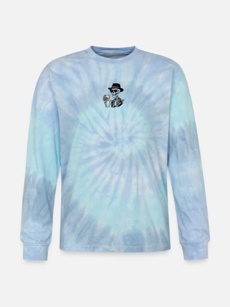 Skeleton Whiskey Noir - Tie Dye Long Sleeve T-shirt - blue lagoon
