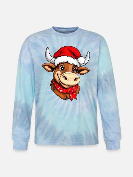 Christmas bulls - Tie Dye Long Sleeve T-shirt - blue lagoon