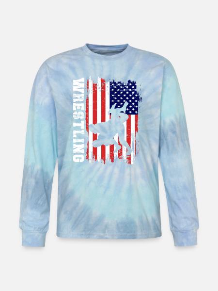 Wrestling - Tie Dye Long Sleeve T-shirt - blue lagoon