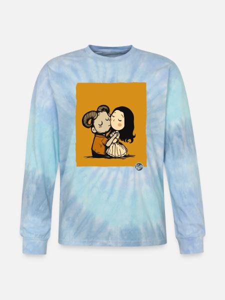 Rustic Ram Kiss Duo - Tie Dye Long Sleeve T-shirt - blue lagoon