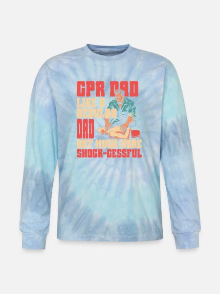 CPR Instructor Dad Paramedic - Tie Dye Long Sleeve T-shirt - blue lagoon