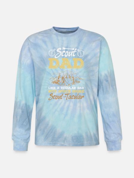 Scout Dad Scouting Camp Leader Father - Tie Dye Long Sleeve T-shirt - blue lagoon