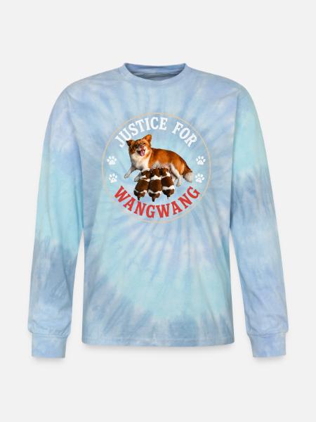 Justice For Wangwang Dog - Tie Dye Long Sleeve T-shirt - blue lagoon