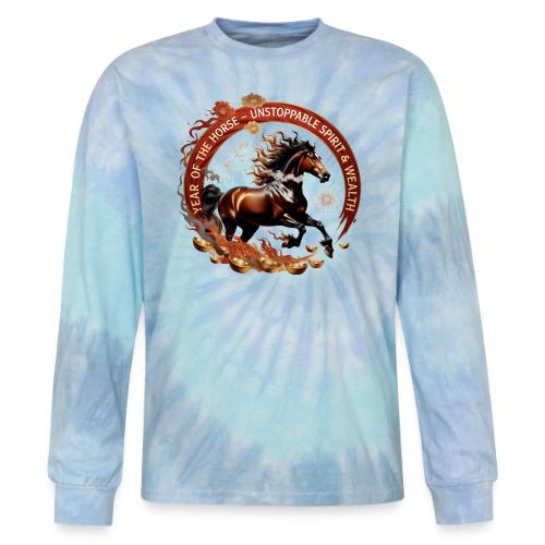 Year of the Horse Fiery Spirit T Shirt, Lunar New - Tie Dye Long Sleeve T-shirt