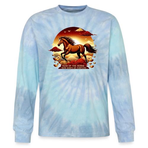 Year of the Horse Sunrise T Shirt, Lunar New Year - Tie Dye Long Sleeve T-shirt