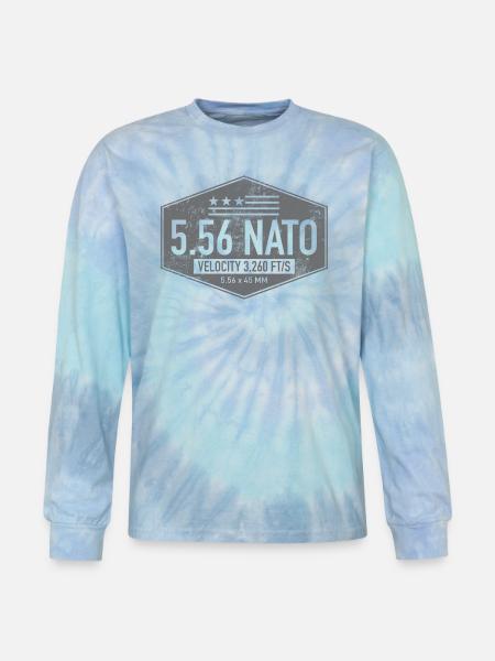 556 NATO Gray - Tie Dye Long Sleeve T-shirt - blue lagoon