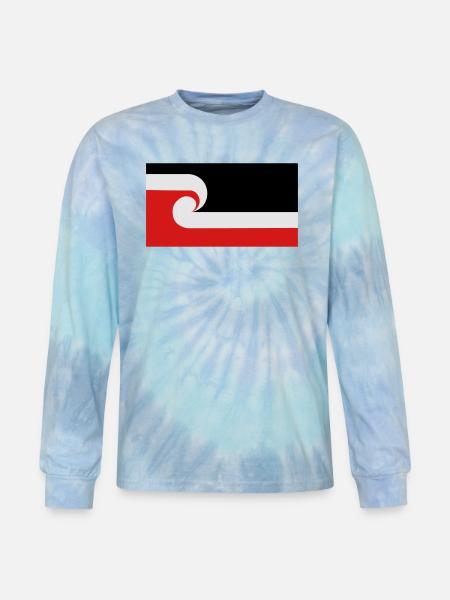 Maori Flag - Tie Dye Long Sleeve T-shirt - blue lagoon