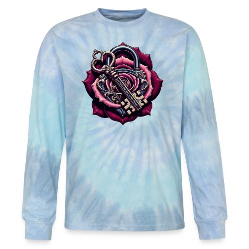 You Hold the Key to My Heart Rose Lock T-Shirt - Tie Dye Long Sleeve T-shirt