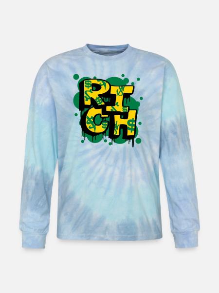 Rich USA - Tie Dye Long Sleeve T-shirt - blue lagoon