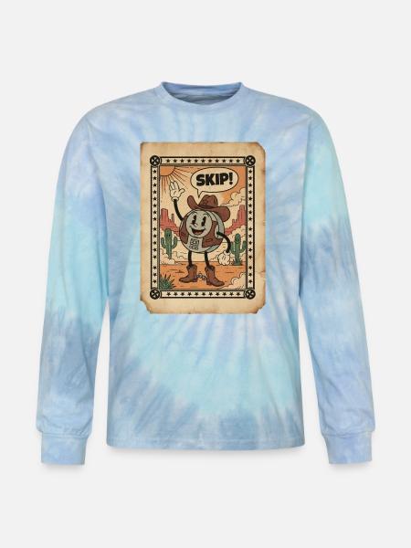 Desert Cowboy Skip Card - Tie Dye Long Sleeve T-shirt - blue lagoon