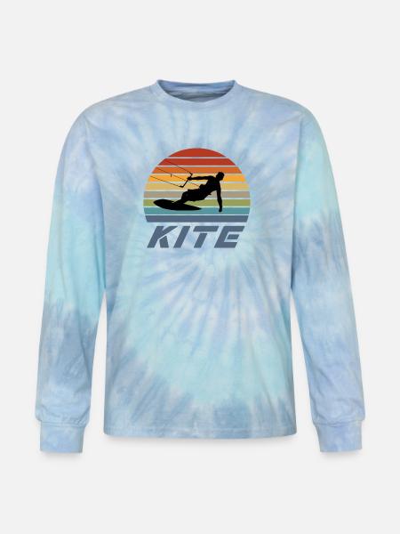 Kite Design - Tie Dye Long Sleeve T-shirt - blue lagoon