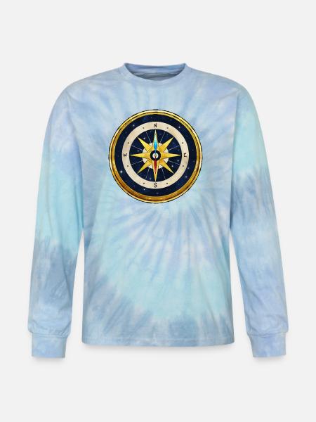 Stellar Golden Compass - Tie Dye Long Sleeve T-shirt - blue lagoon
