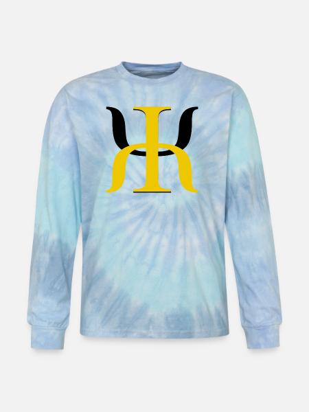 Golden Lambda Glyph - Tie Dye Long Sleeve T-shirt - blue lagoon