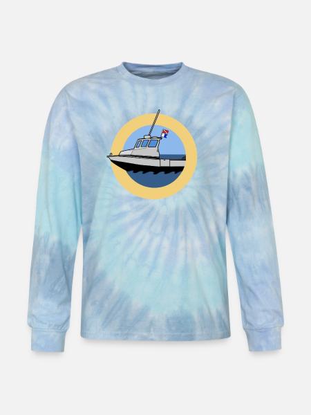 Scuba Boat - Tie Dye Long Sleeve T-shirt - blue lagoon