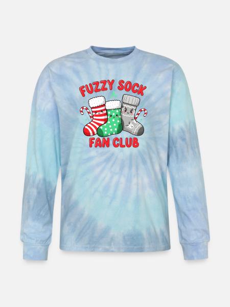 Fuzzy Sock Fan Club - Tie Dye Long Sleeve T-shirt - blue lagoon