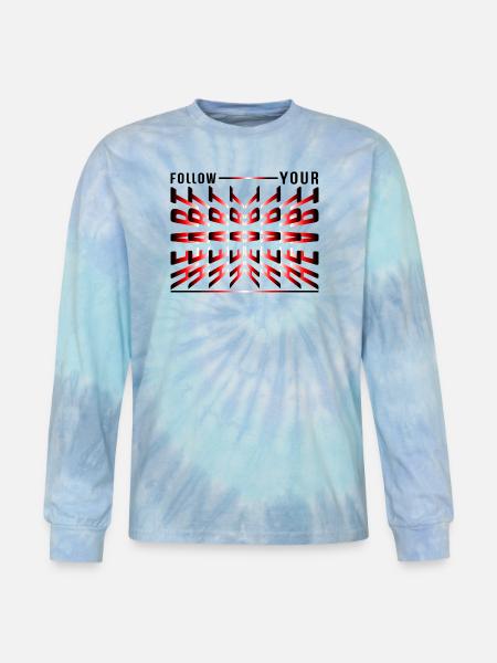 Crimson Kaleidoscope Glyphs - Tie Dye Long Sleeve T-shirt - blue lagoon