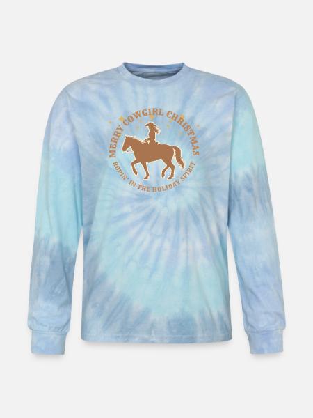 Cowgirl Christmas - Tie Dye Long Sleeve T-shirt - blue lagoon