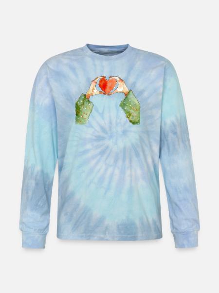 Hands Heart - Tie Dye Long Sleeve T-shirt - blue lagoon