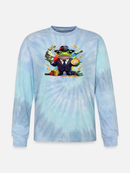 Crypto Frog Tycoon - Tie Dye Long Sleeve T-shirt - blue lagoon