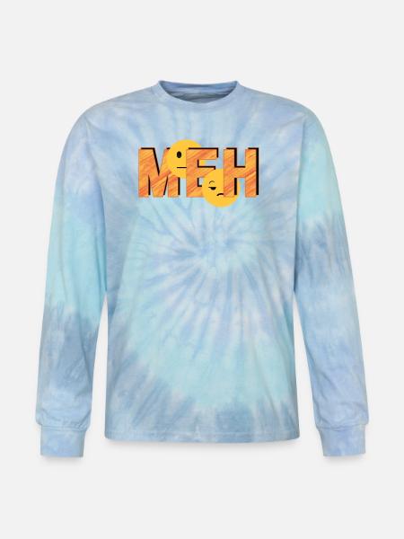 Meh on Striped Word - Tie Dye Long Sleeve T-shirt - blue lagoon