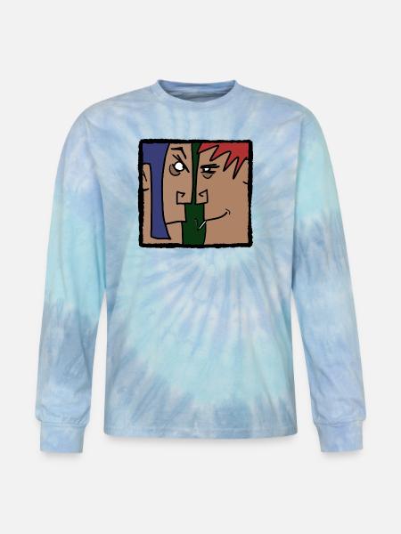 Face to face - Tie Dye Long Sleeve T-shirt - blue lagoon