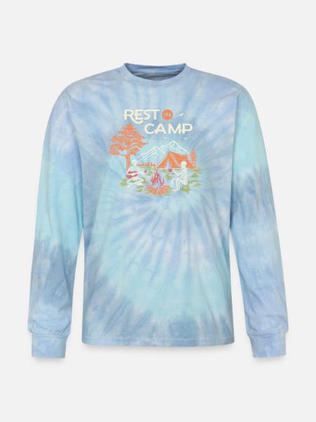 Rest in Camp - Tie Dye Long Sleeve T-shirt - blue lagoon