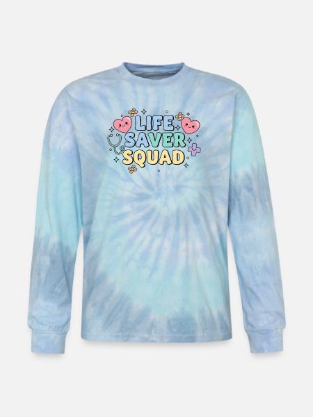 Life Saver Squad - Tie Dye Long Sleeve T-shirt - blue lagoon