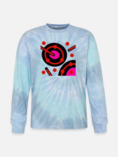 Neon Orbit Circuit - Tie Dye Long Sleeve T-shirt - blue lagoon