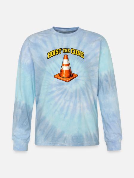 Hoist The Cone Funny Baseball Meme - Tie Dye Long Sleeve T-shirt - blue lagoon